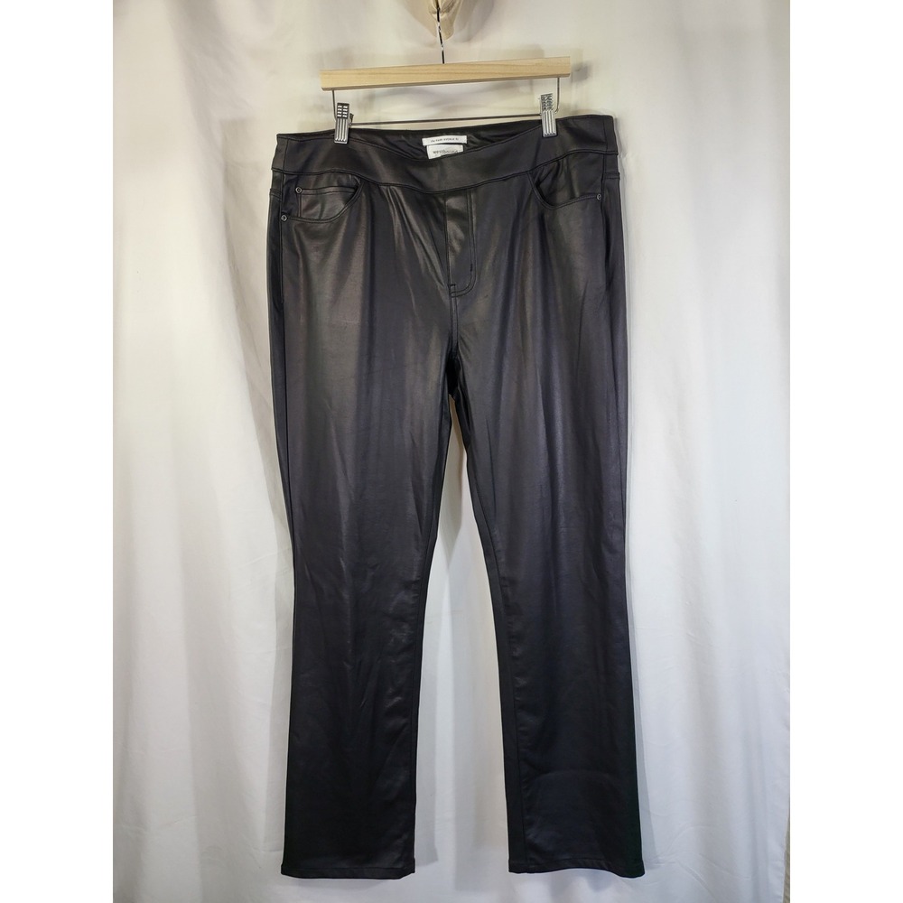 Westbound Park Avenue Fit Black Faux Leather Pants Pull On Tummy Control 14R